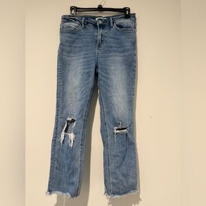 Vervet Blue High Rise Distressed Raw Hem Skinny Ankle Denim Jeans 29 MRSP $64